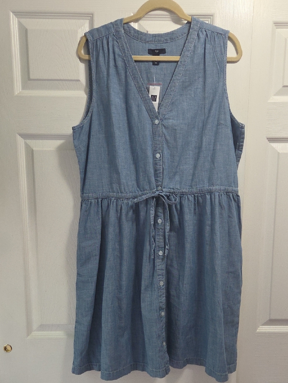 GAP Light Blue Sleeveless Chambray Midi Dress